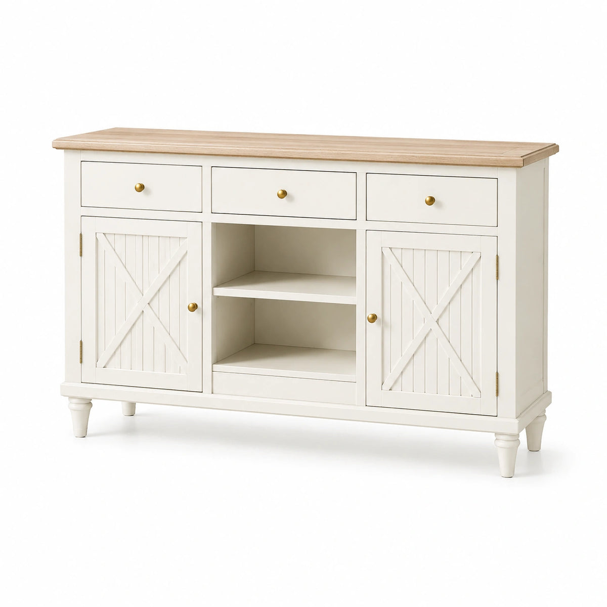 Aparador de Madera con Puertas y Estantes Blanco y Roble Claro 120x40x80cm