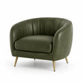 Sillón de cuero sintético verde con patas doradas