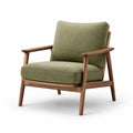 Sillón de nogal con cojines de poliéster verde 80x80x75 cm