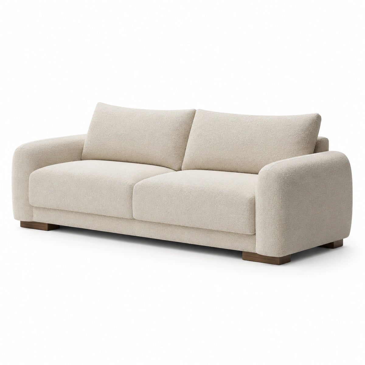 Sofá de 3 plazas de madera y poliéster beige