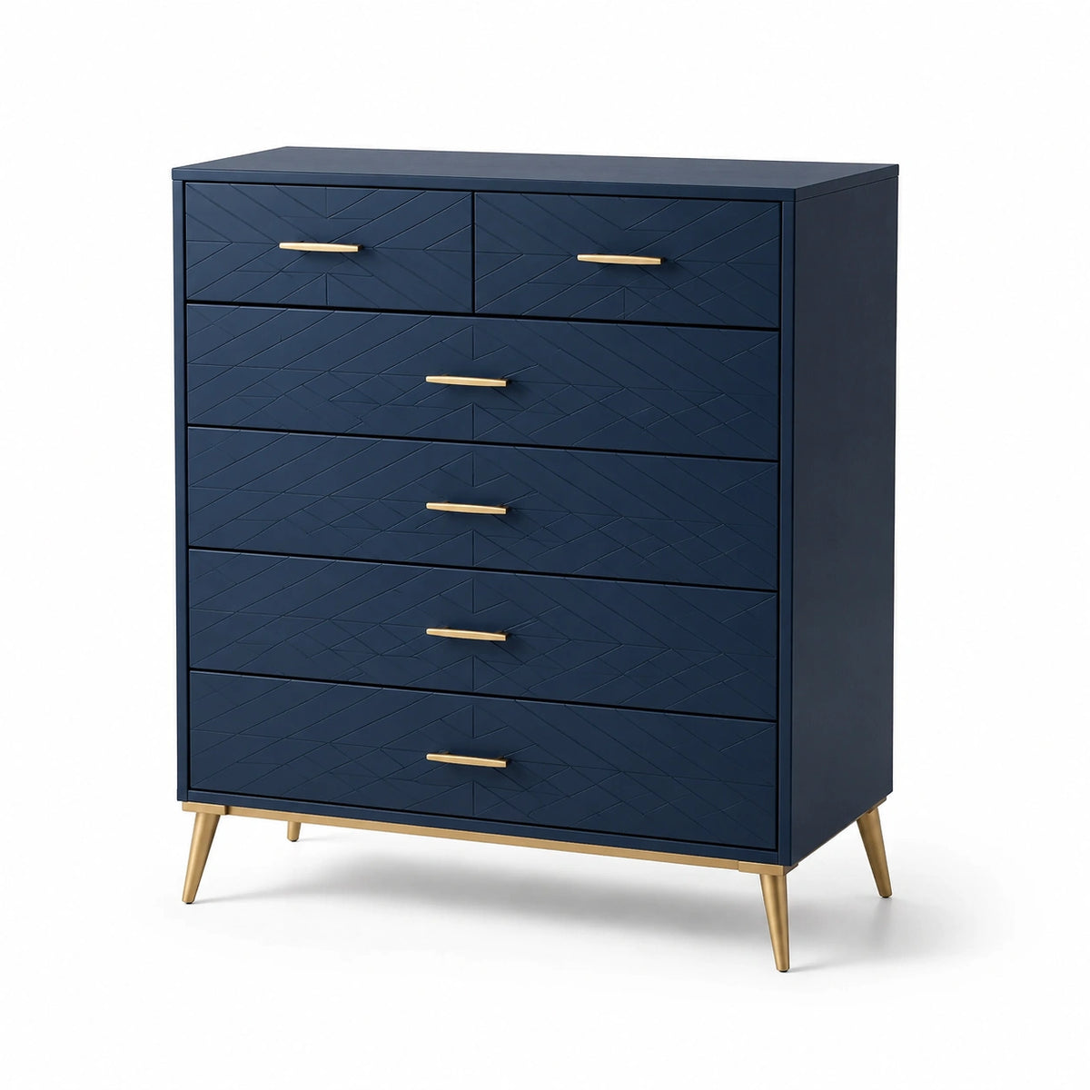 Cajonera de Madera Azul con Patas Doradas