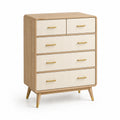Cajonera de Madera de Roble con 5 Cajones Beige