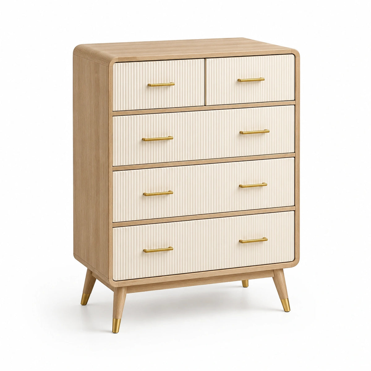 Cajonera de Madera de Roble con 5 Cajones Beige