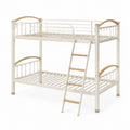 Litera de metal y madera blanca con escalera