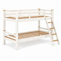 Litera infantil de madera pino blanco y natural 200x90 cm con escalera