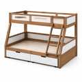 Litera de madera con cajones en color natural y blanco
