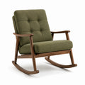 Mecedora de tela verde y madera de nogal