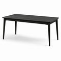 Mesa de comedor negra de madera maciza 180 cm