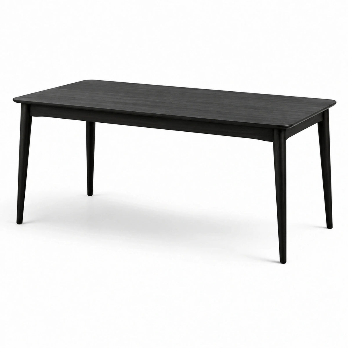 Mesa de comedor negra de madera maciza 180 cm