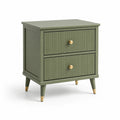 Mesita de noche de madera y acero verde con dos cajones 60x45x35 cm