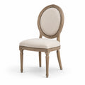 Silla de comedor de roble y lino beige 95x50x60 cm
